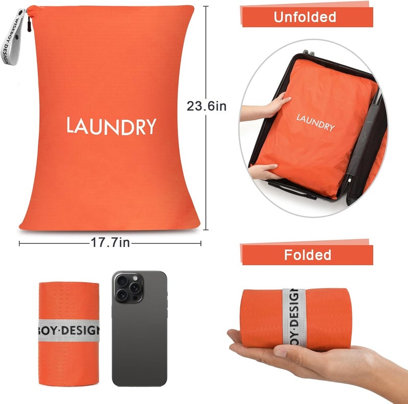 WiseBoy 2 Pack Laundry Bags, Travel Laundry Bag for Dirty Clothes, Washable Nylon Wet Dry Bag, Swimming Yoga Bathing Suit Workout Wet Dry Bags - Image 2